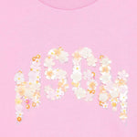 MSGM Kids T-shirt Rosa con Applicazione Fiori per Bambine dettaglio