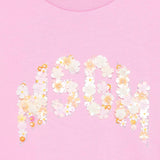 MSGM Kids T-shirt Rosa con Applicazione Fiori per Bambine dettaglio