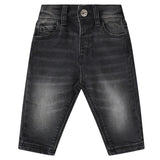 John Richmond Kids Pantalone in Denim Nero con Logo sul Retro per Neonati