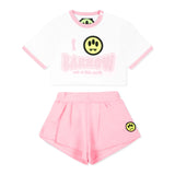 Barrow Kids T-shirt Bianca con Shorts Rosa per Neonate