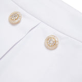 N21 Kids Pantagonna da Completo Bianco con Bottoni Gioiello da Bambina