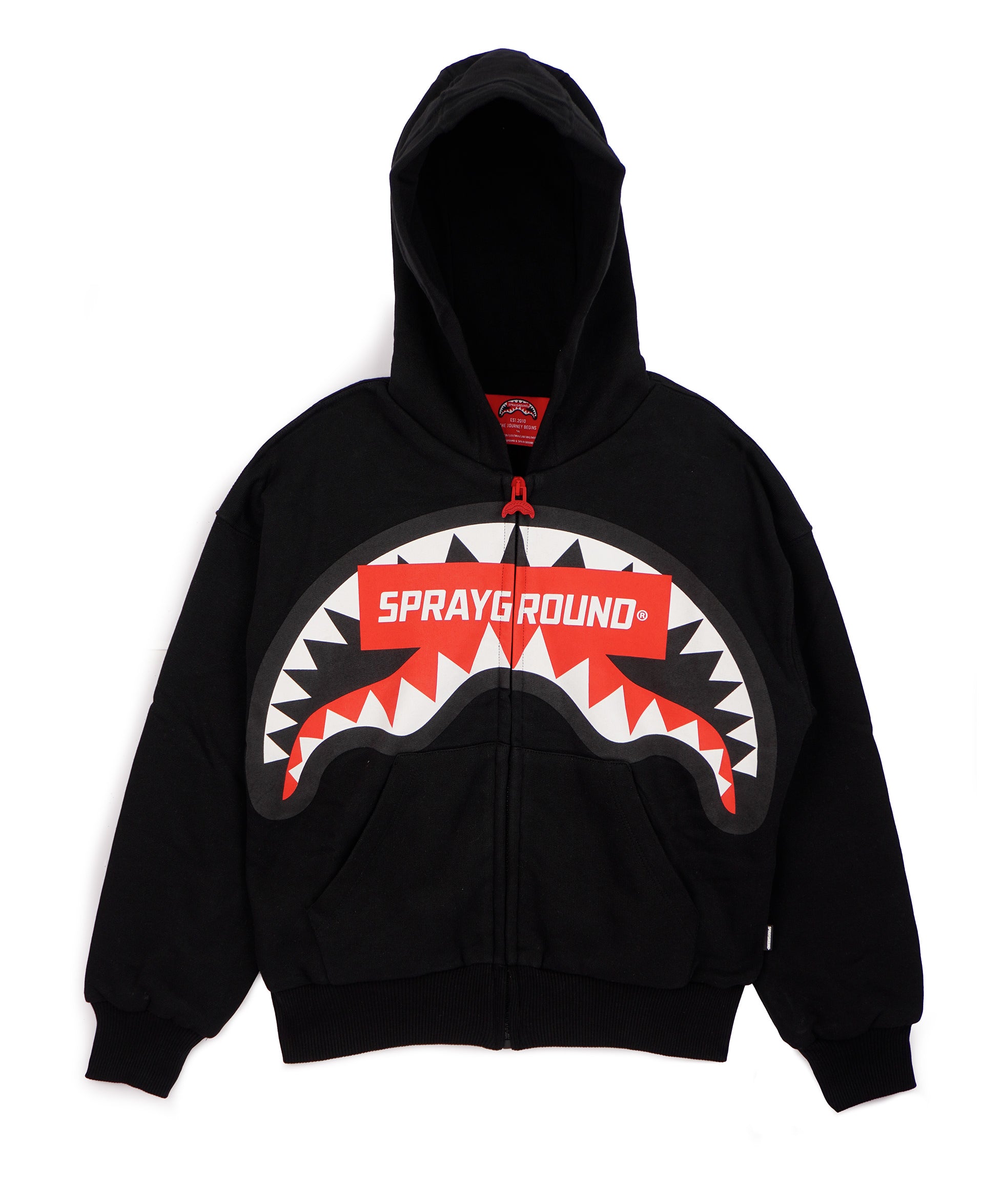 Sprayground Kids Giubbino Nero con Cappuccio e zip con Motivo Maxi Smile per Bambini