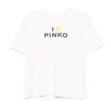 Pinko Kids T-Shirt Bianco con Stampa per Bambine