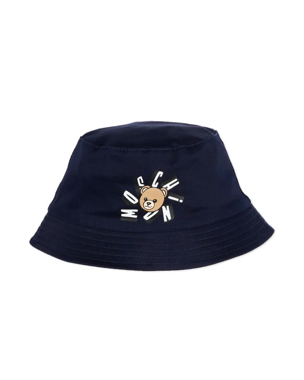 Moschino Kids Bucket Blu Navy con Logo Teddy Bear per Neonati