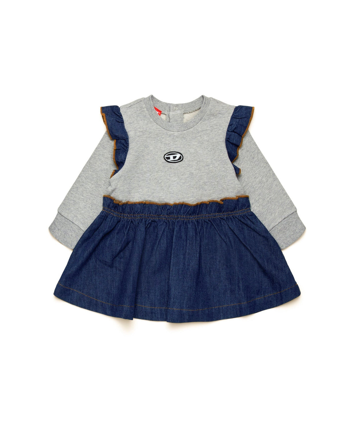 Diesel Kids Abito in Felpa con Denim per Neonate