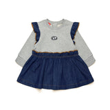 Diesel Kids Abito in Felpa con Denim per Neonate