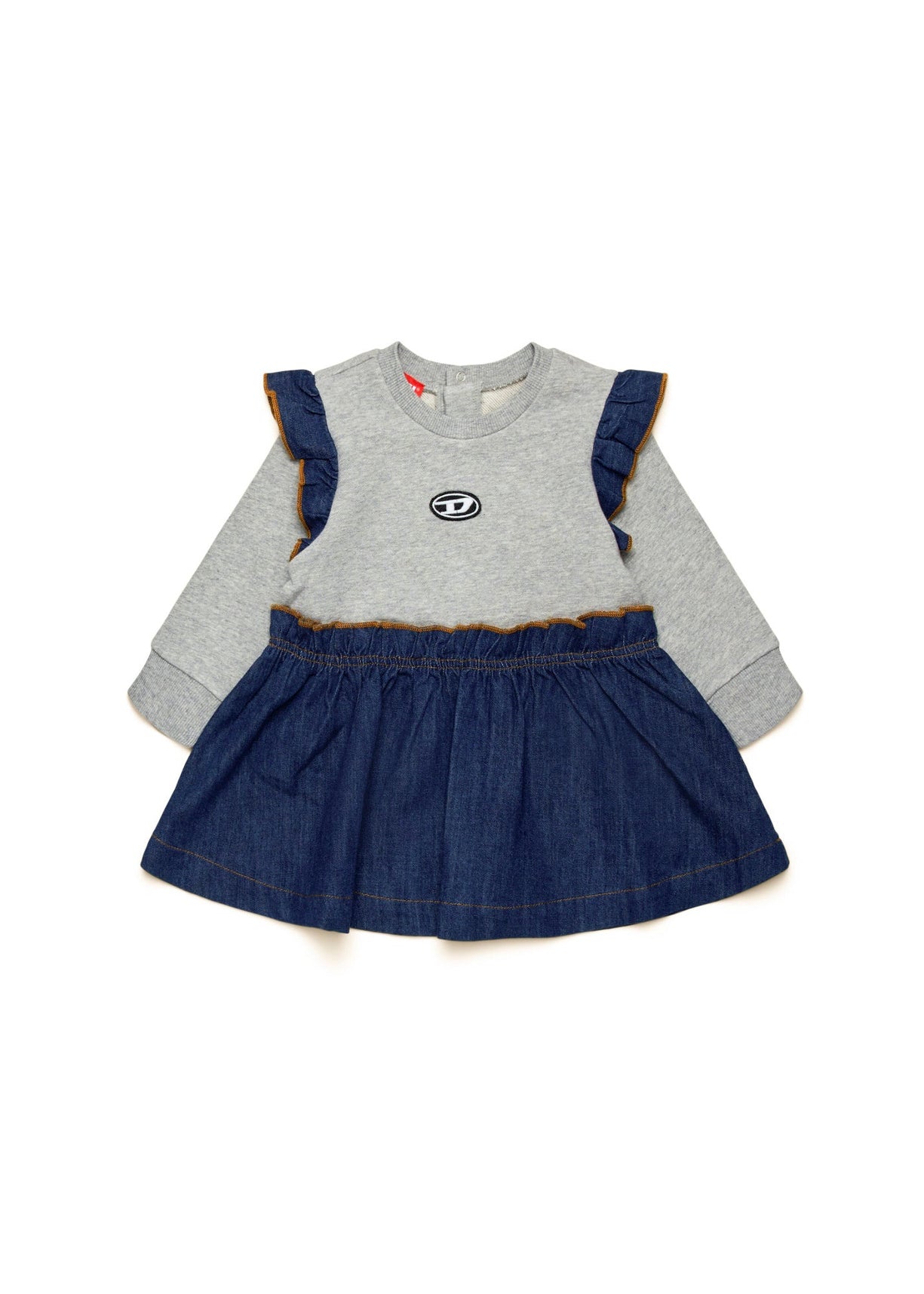 Diesel Kids Abito in Felpa con Denim per Neonate