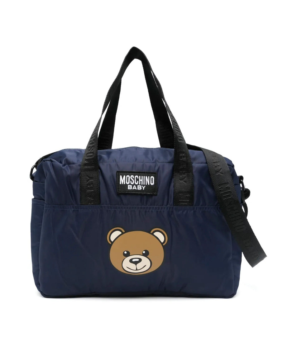 Moschino Kids Borsa Mamma Blu Navy con Teddy
