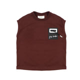 Yes London Kids Canotta Bordeaux con Applicazione Decorativa Logata a Contrasto per Bambini