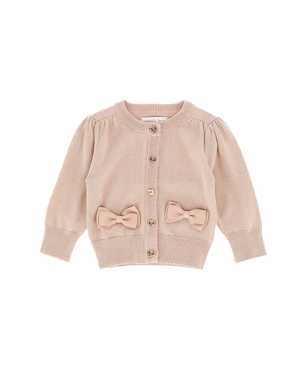 Angel's face Cardigan Beige con Fiocchi per Neonate