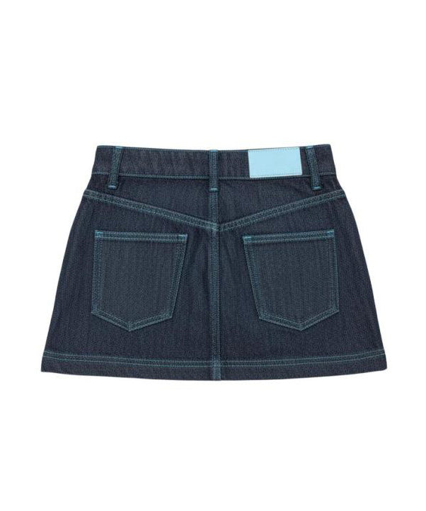 Msgm Kids Gonna in Denim con Logo Ricamato per Bambine
