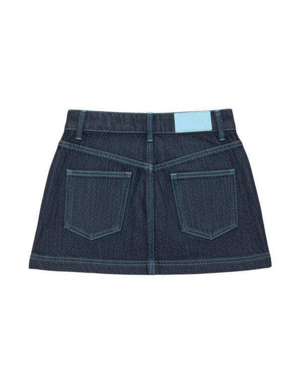 Msgm Kids Gonna in Denim con Logo Ricamato per Bambine