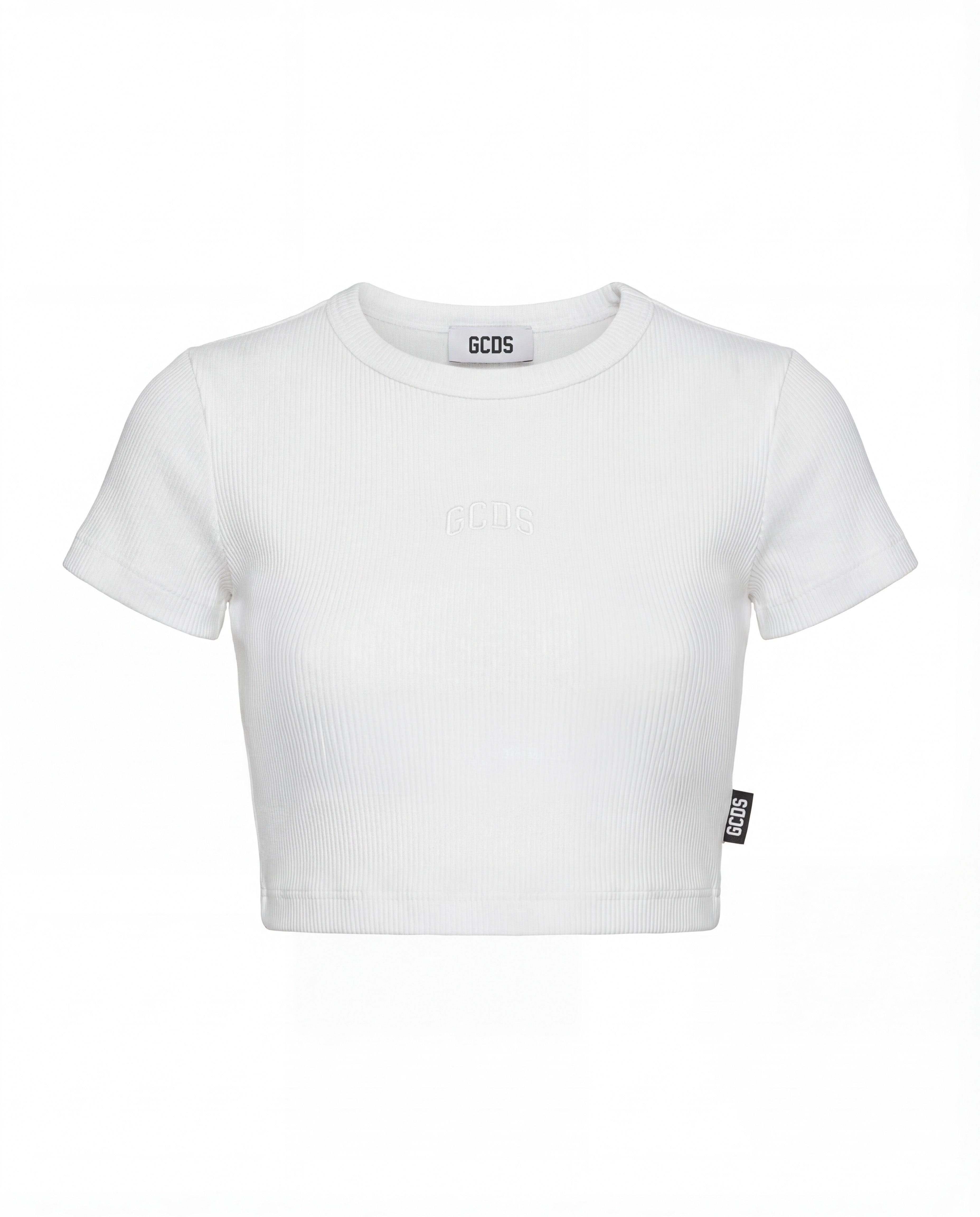 Gcds Kids T-Shirt Bianco a Costine per Bambine