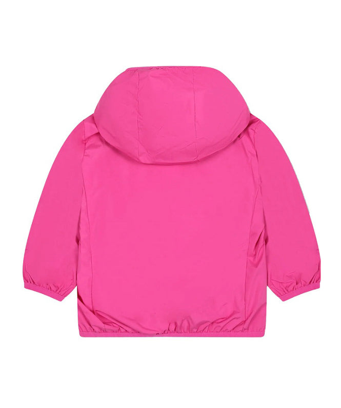 Save the Duck Kids Giubbino Fucsia con Cappuccio con Patch Logo per Neonate (retro)