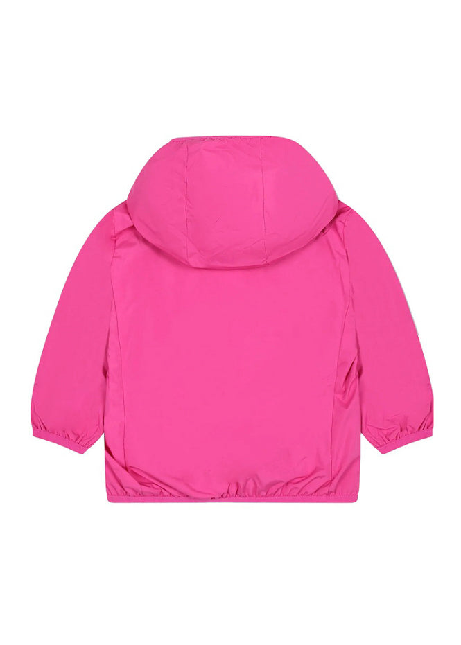 Save the Duck Kids Giubbino Fucsia con Cappuccio con Patch Logo per Neonate (retro)