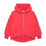 Diesel Kids Felpa Fucsia con Cappuccio e Zip con Oval D per Bambine