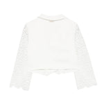 Twinset Kids Giacca Off-White con Maniche in Pizzo per Bambine