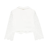 Twinset Kids Giacca Off-White con Maniche in Pizzo per Bambine