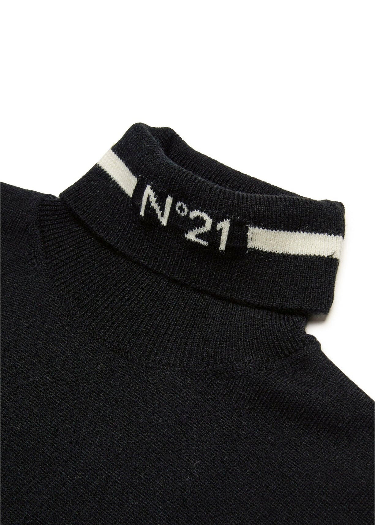 N°21 Kids Maglione Nero/Bianco con Logo per Bambine