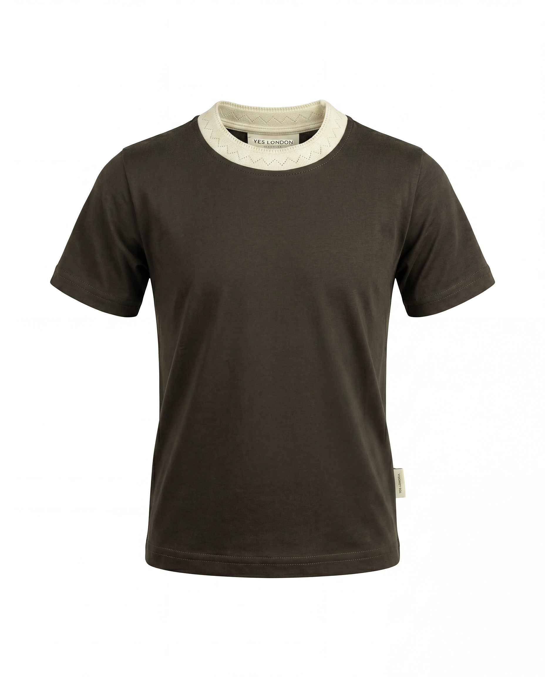 Yes London Kids T-Shirt Verde Scuro con Colletto Ricamato per Bambini