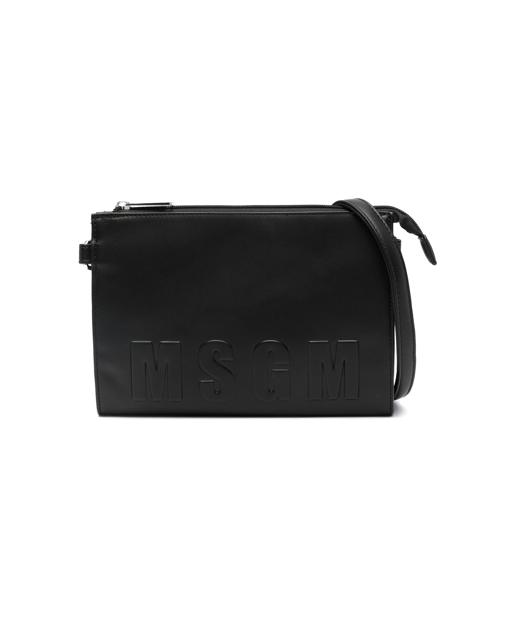 Msgm Kids Borsa Nera con Logo Goffrato