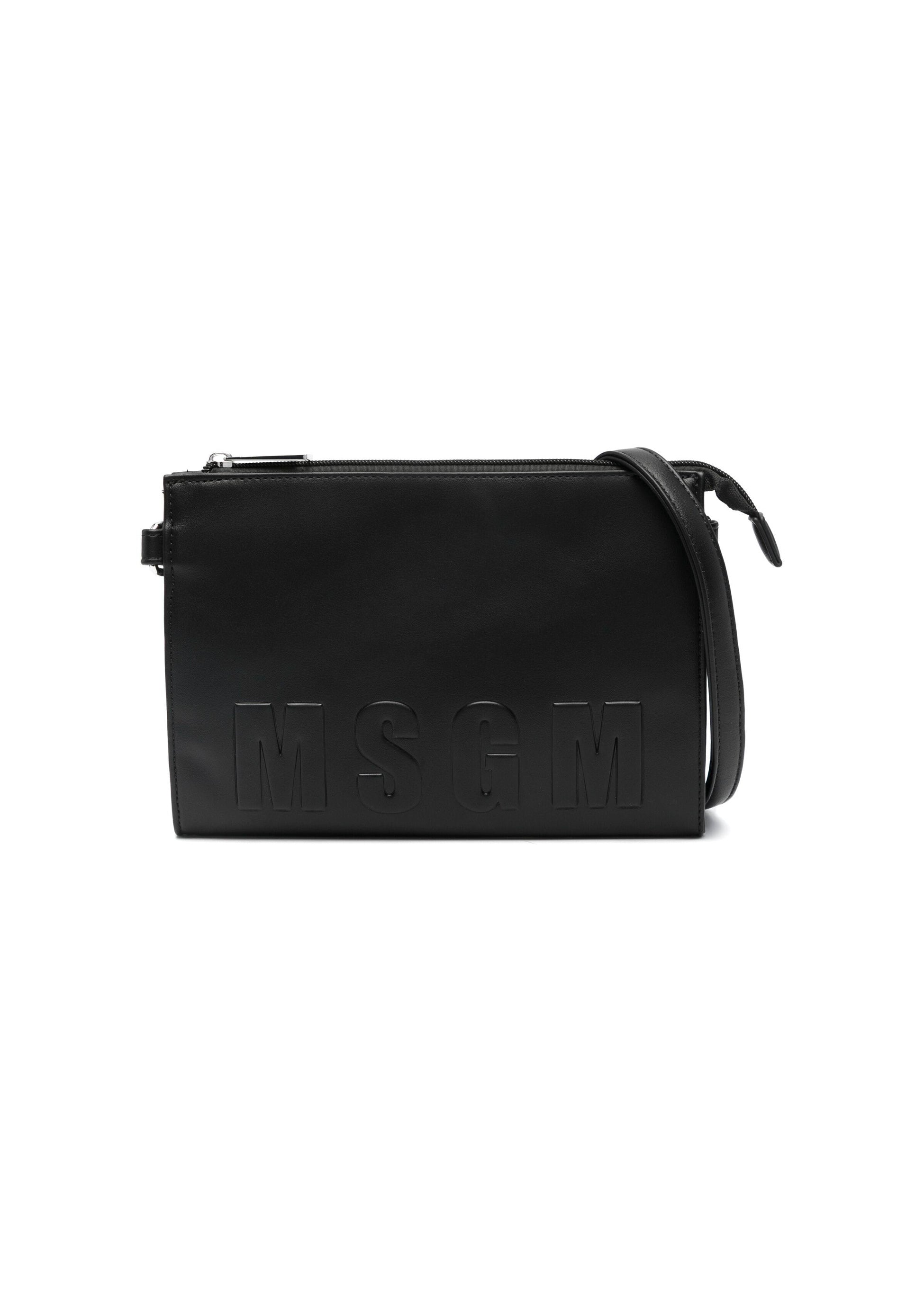 Msgm Kids Borsa Nera con Logo Goffrato