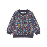 Moschino Kids Felpa Navy con Logo Colorful All Over per Neonati