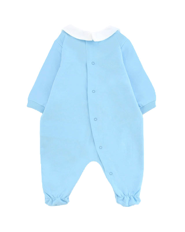 Moschino Kids Tutina Celeste con Logo per Neonati
