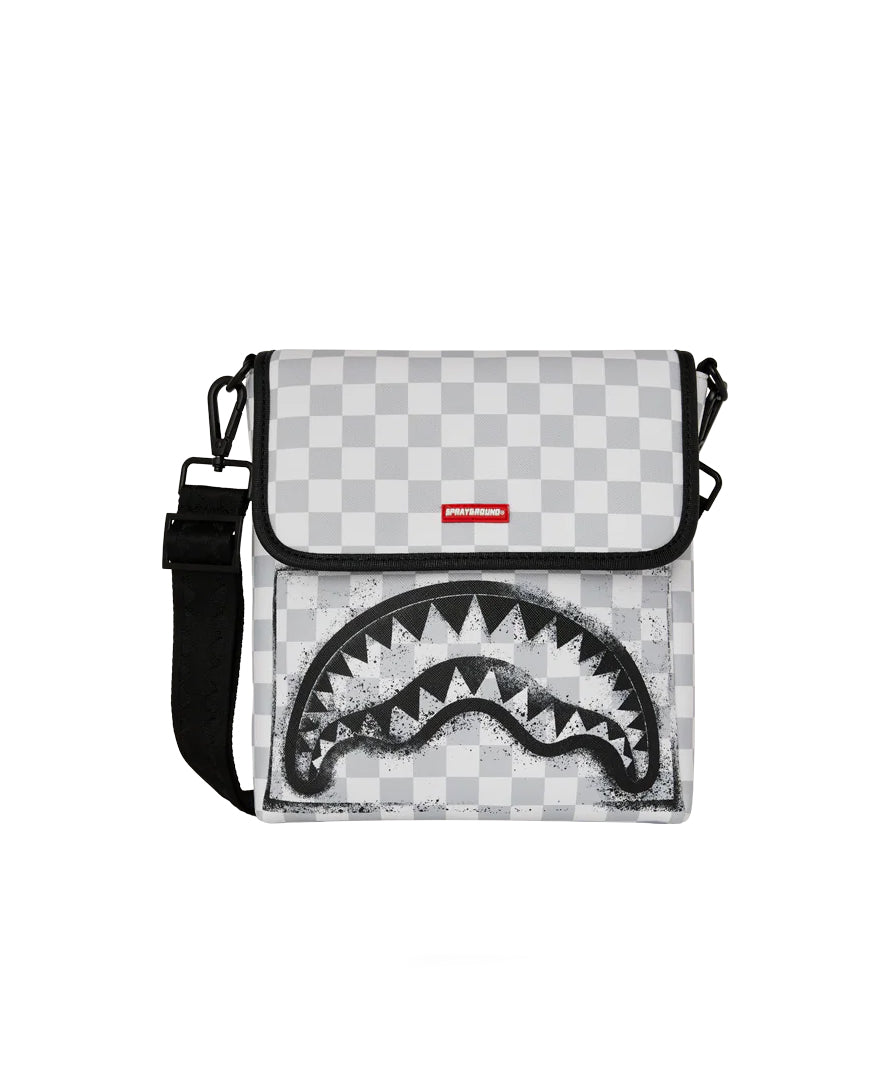 Sprayground Kids Borsa con Traccolla Bianca con Logo Shark per Bambini
