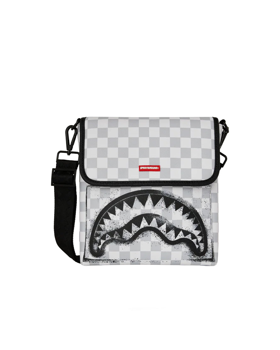 Sprayground Kids Borsa con Traccolla Bianca con Logo Shark per Bambini
