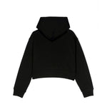 Pinko Kids Felpa Nera Crop con Cappuccio con Strass per Bambine (retro)
