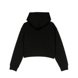 Pinko Kids Felpa Nera Crop con Cappuccio con Strass per Bambine (retro)