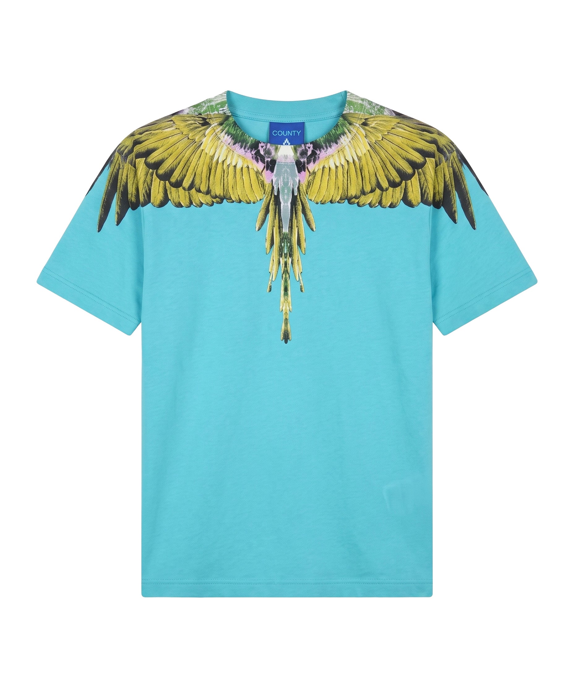 Marcelo Burlon County of Milan Kids T-Shirt Petrolio con Stampa per Bambini