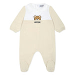 Moschino Kids Tutina Beige con Stampa per Neonati