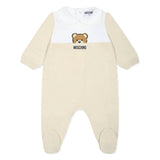 Moschino Kids Tutina Beige con Stampa per Neonati