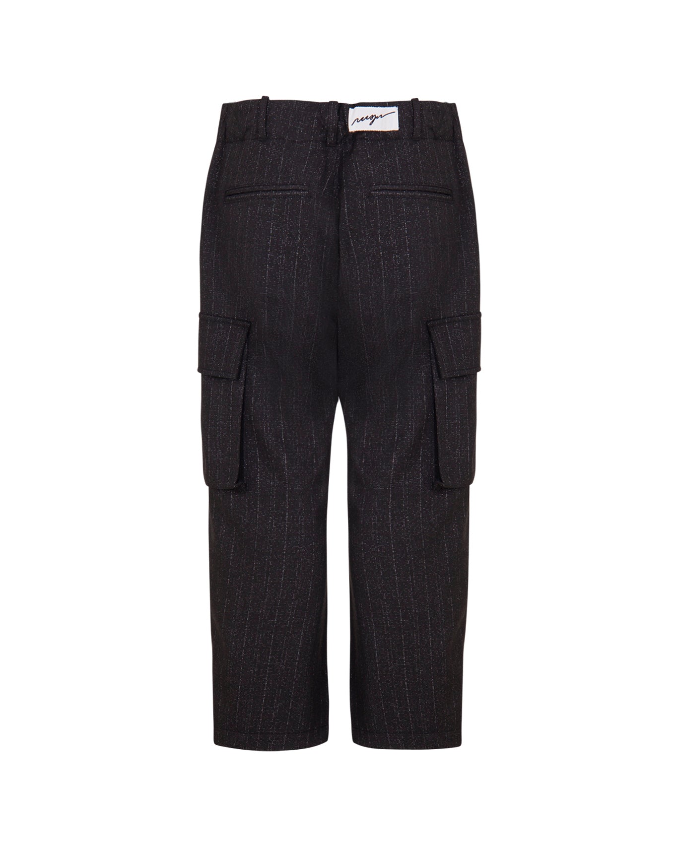 MSGM Kids Pantaloni Grigi Gessati con Tasche per Bambina