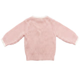 Elisabetta Franchi La Mia Bambina Cardigan Rosa in Maglia a Coste con Bordo Smerlato Panna e Logo per Neonate