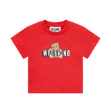 Moschino Kids T-Shirt Rosso con Logo Teddy Bear per Neonati