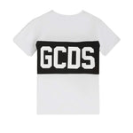 Gcds Kids T-Shirt Bianca con Banda Nero Logata Unisex