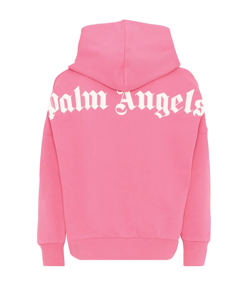 Palm Angels Kids Felpa Fucsia con Stampa Logo per Bambine
