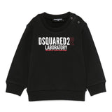 Dsquared2 Kids Felpa Girocollo NEra con Bottoni per Apertura Spalla per Neonati