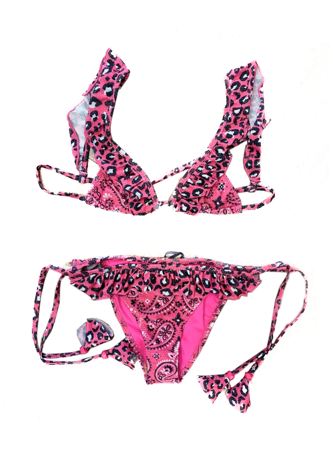 4GIVENESS Costume Bikini con Ruches Rosa per Bambine