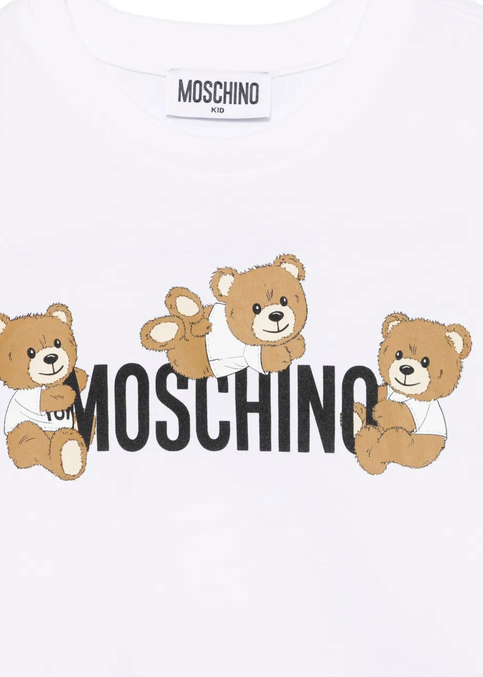 Moschino Kids T-Shirt Bianca con Stampa Teddy per Bambini