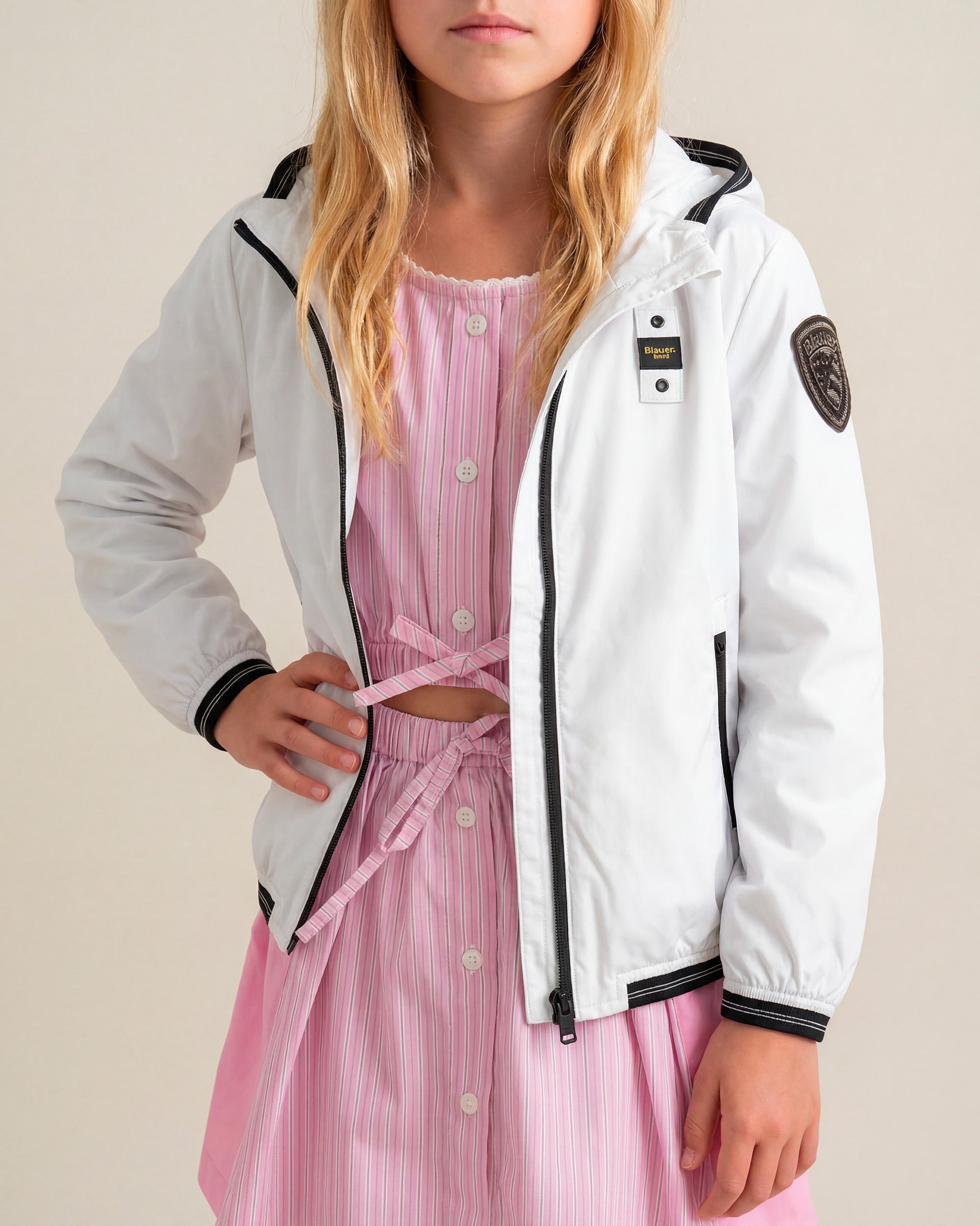 Vicolo Kids Gonna Rosa a Righe con Applicazione Bottoni per Bambine