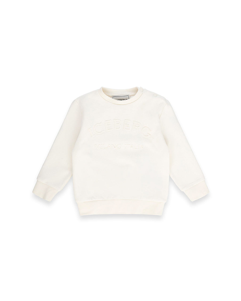 Iceberg Kids Felpa Girocollo Bianca con Stampa Logo per Neonati