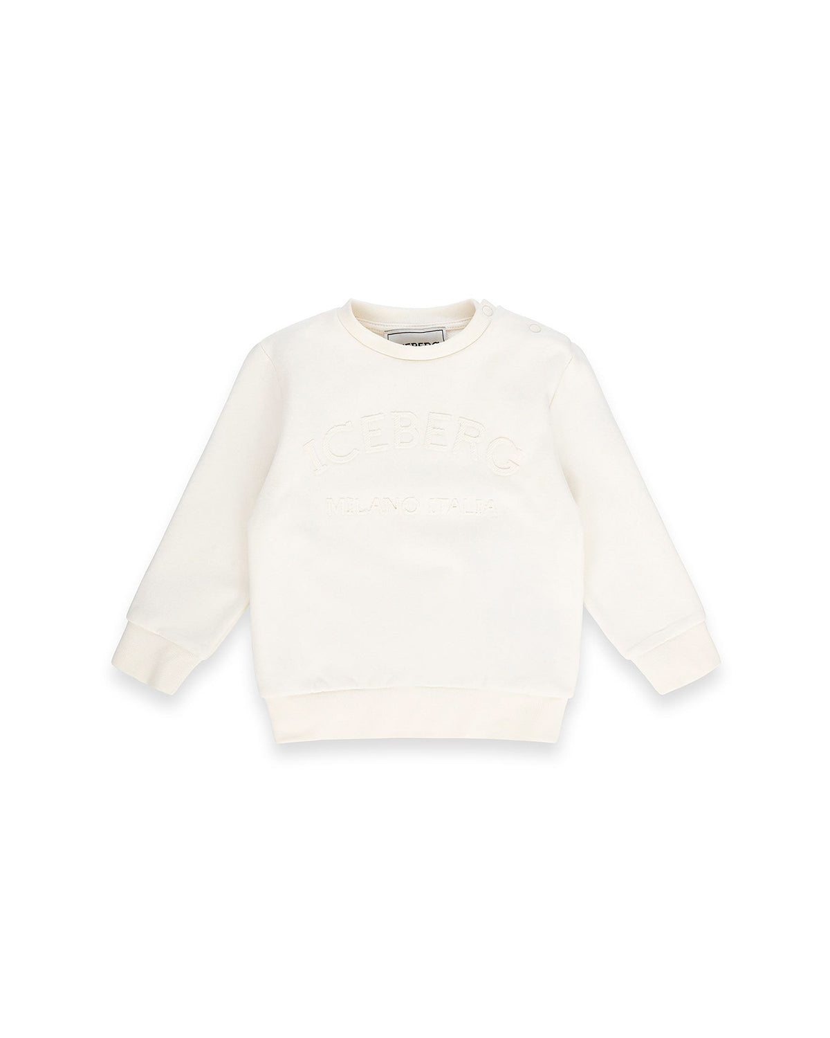 Iceberg Kids Felpa Girocollo Bianca con Stampa Logo per Neonati