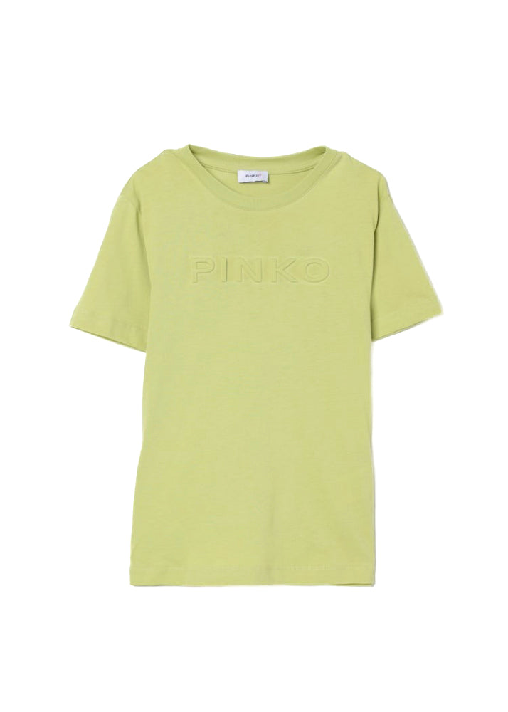 Pinko Kids T-shirt Verde con Logo per Bambine