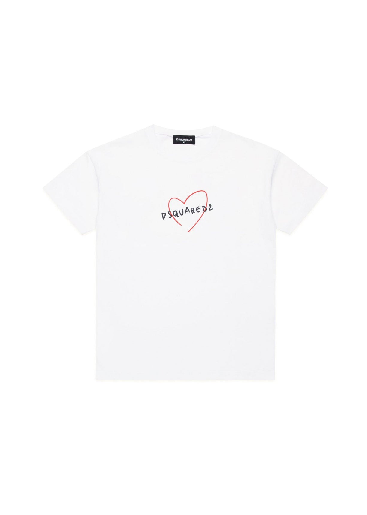 Dsquared2 Kids T-shirt Bianca con Stampa Cuore per Bambine