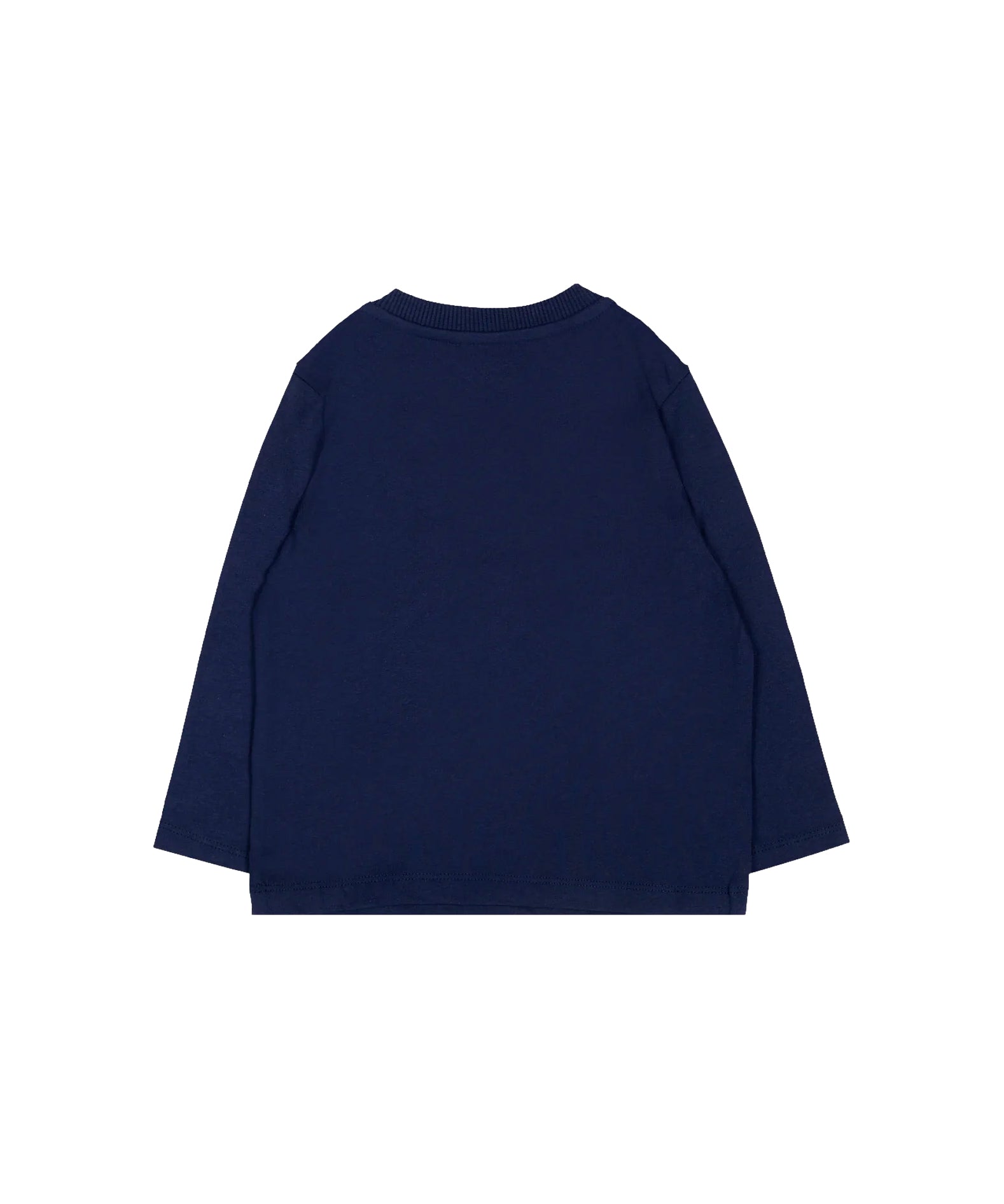 Moschino Kids Maglia Blu Navy a Maniche Lunghe con Stampa Teddy Bear e Logo per Neonati