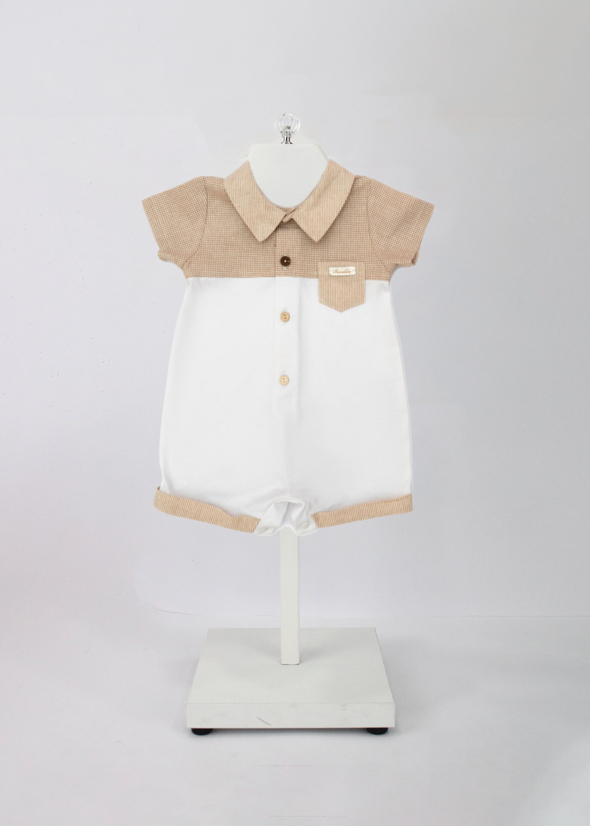 Barcellino White/Beige Romper for Newborns